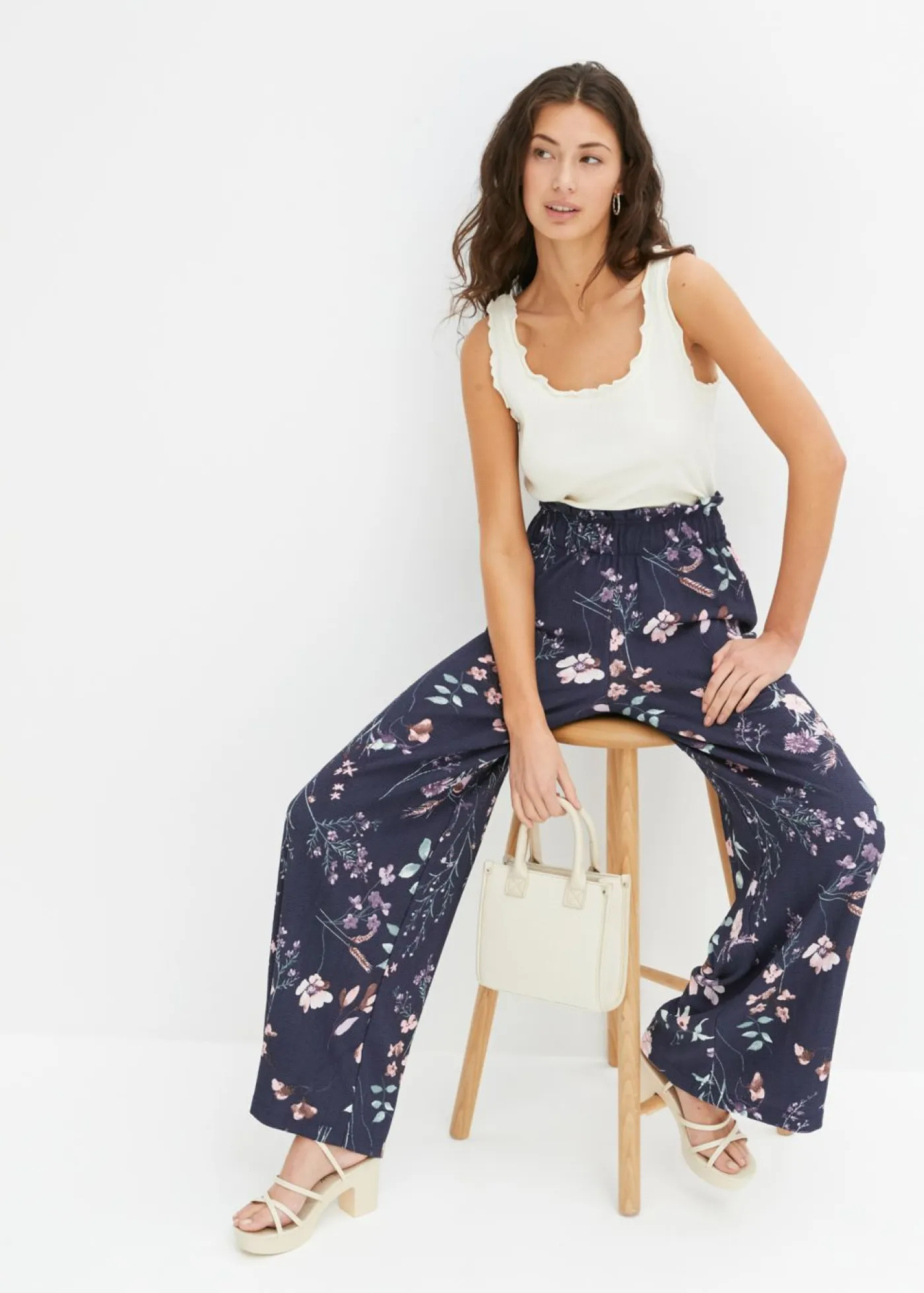Clearance Pantalón de punto de crepé ligero Mujer Pantalones