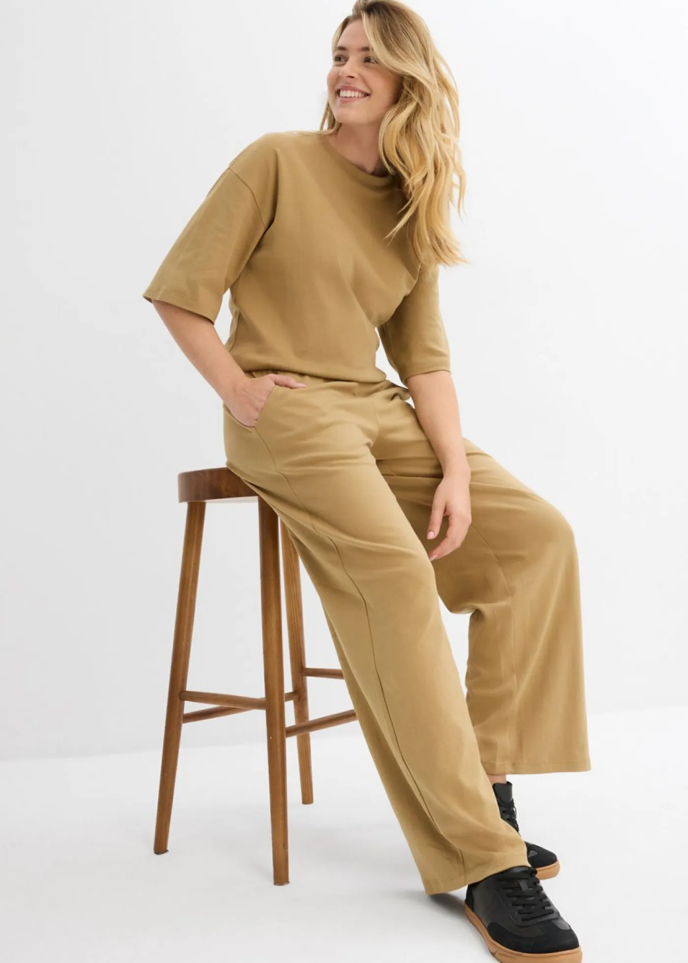 Discount Pantalón de punto de interlock Mujer Pantalones
