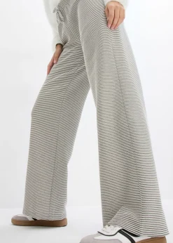 Best Pantalón de punto de mezcla de algodón con cordón y diseño de rayas Mujer Pantalones