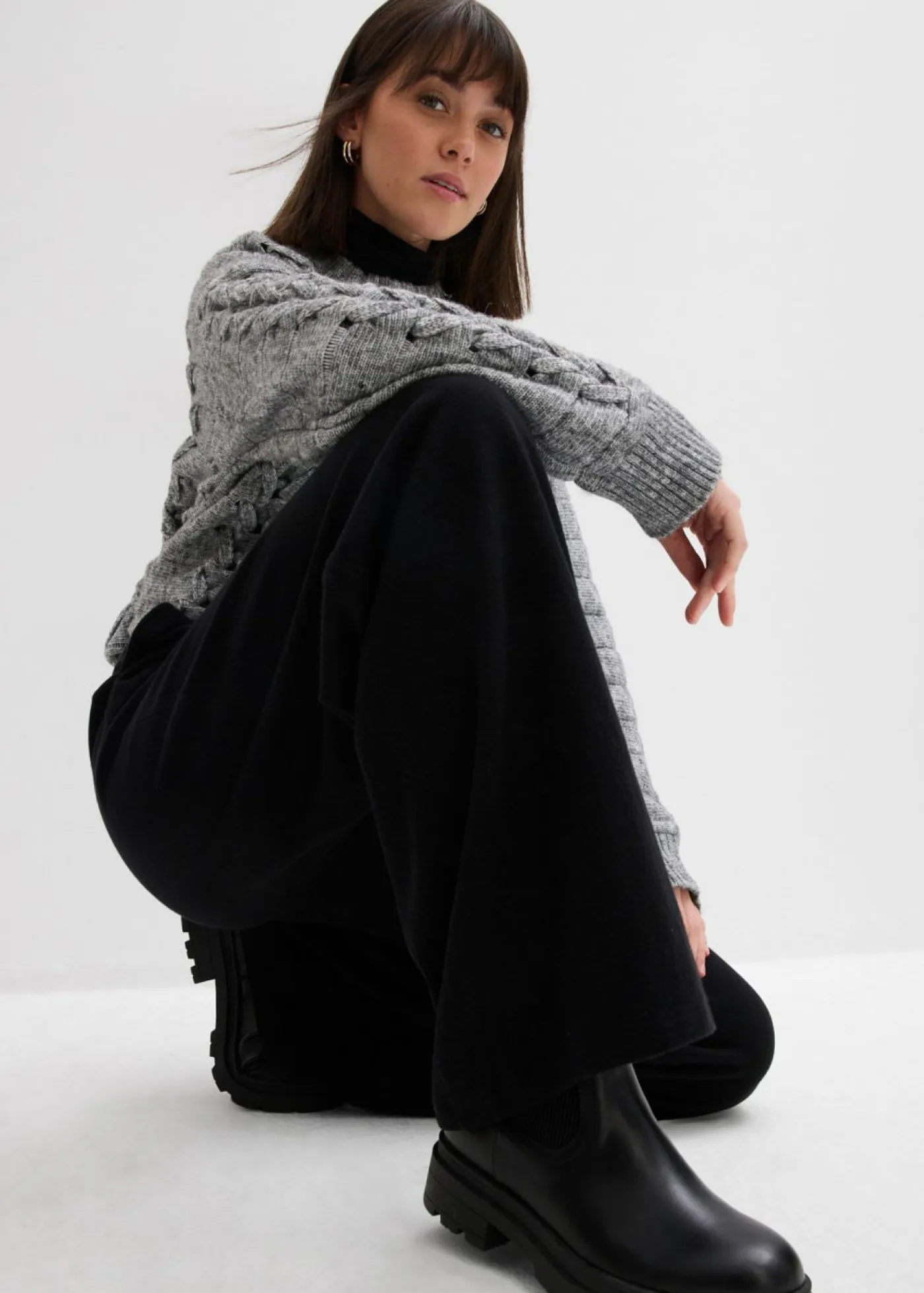 New Pantalón de punto de mezcla de cachemir suave Mujer Esenciales|Pantalones