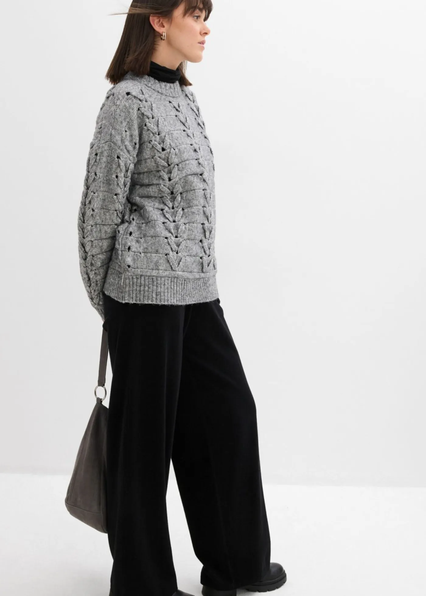 New Pantalón de punto de mezcla de cachemir suave Mujer Esenciales|Pantalones