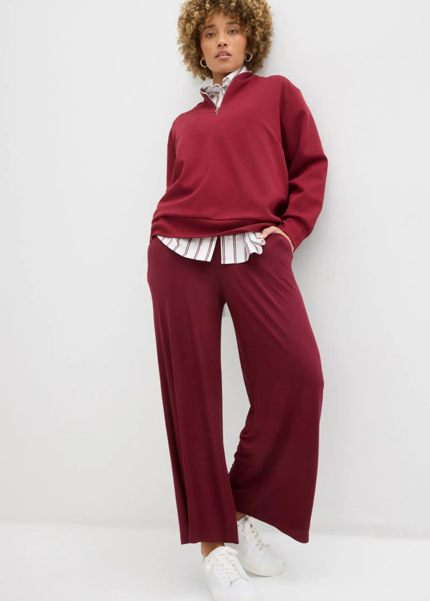 Discount Pantalón de punto de mezcla de viscosa fluida, largo 7/8 Mujer Pantalones|Novedades