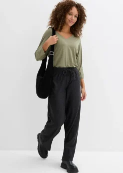 Clearance Pantalón de punto de mezcla de algodón con cordón y diseño de rayas Mujer Pantalones