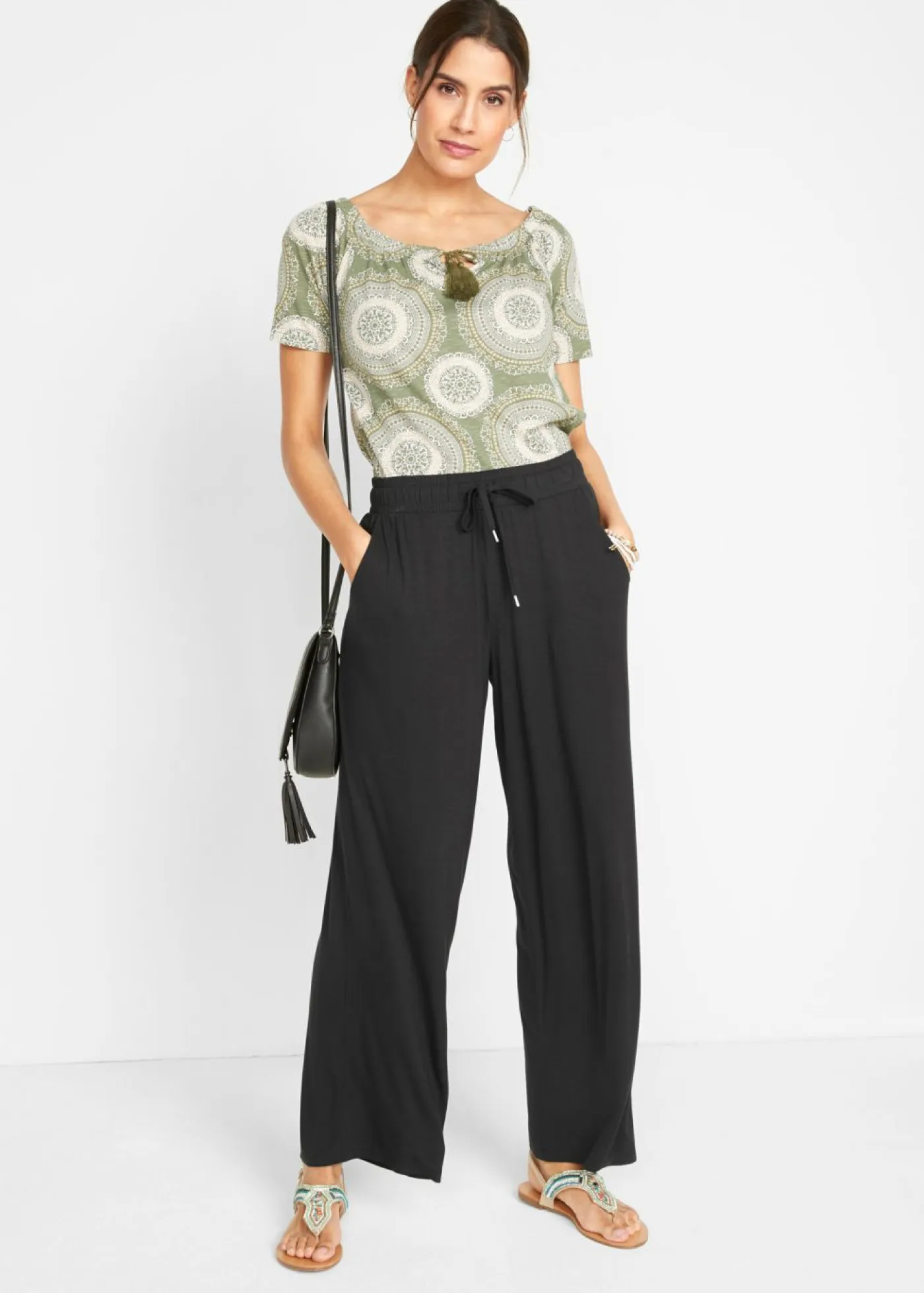 Clearance Pantalón de punto de mezcla de viscosa fluida Mujer Pantalones|Novedades