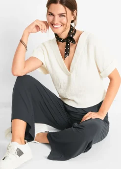 Discount Pantalón de punto de mezcla de viscosa fluida, largo 7/8 Mujer Pantalones|Novedades