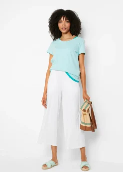 Hot Pantalón de punto de mezcla de viscosa fluida, largo 7/8 Mujer Pantalones|Novedades