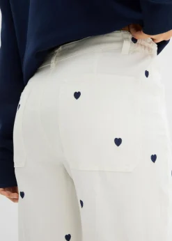 Online Pantalón de sarga con bordado Mujer Pantalones