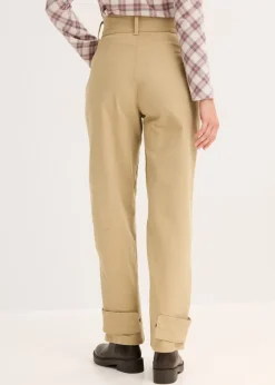 Sale Pantalón de sarga con cintura alta Mujer Pantalones
