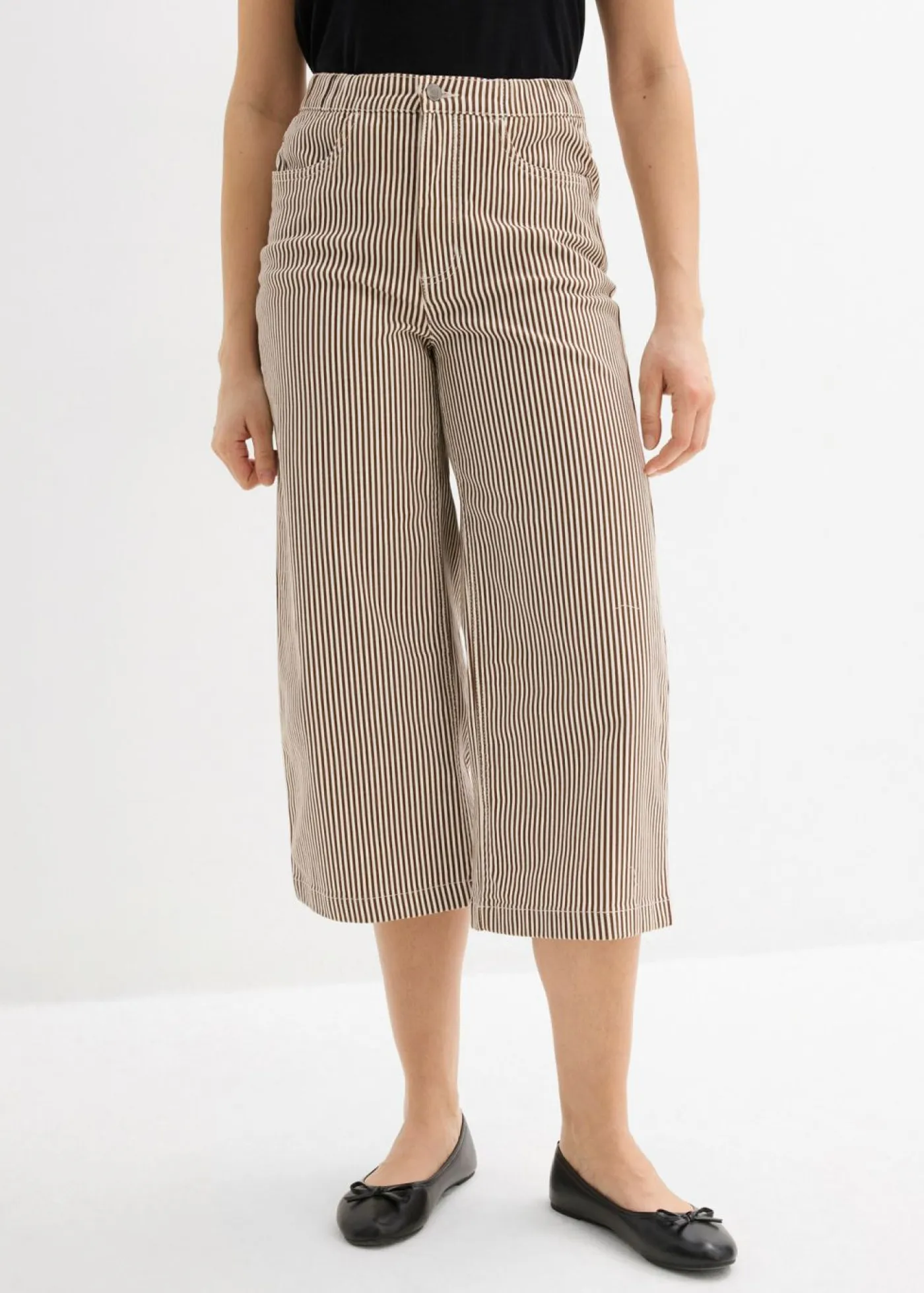 Clearance Pantalón de sarga con cintura cómoda Mujer Pantalones