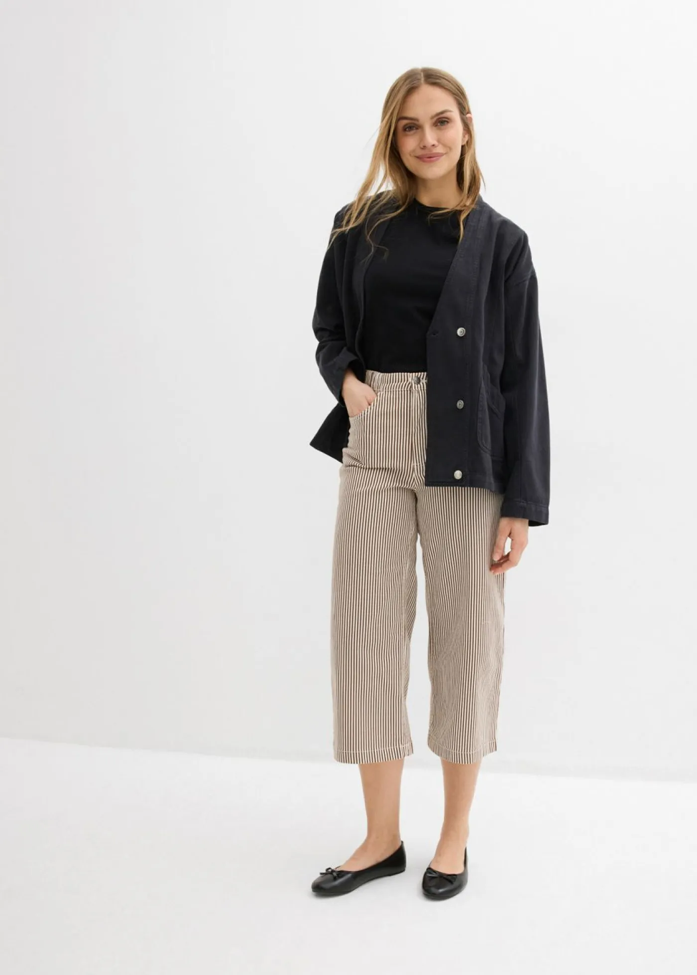 Clearance Pantalón de sarga con cintura cómoda Mujer Pantalones