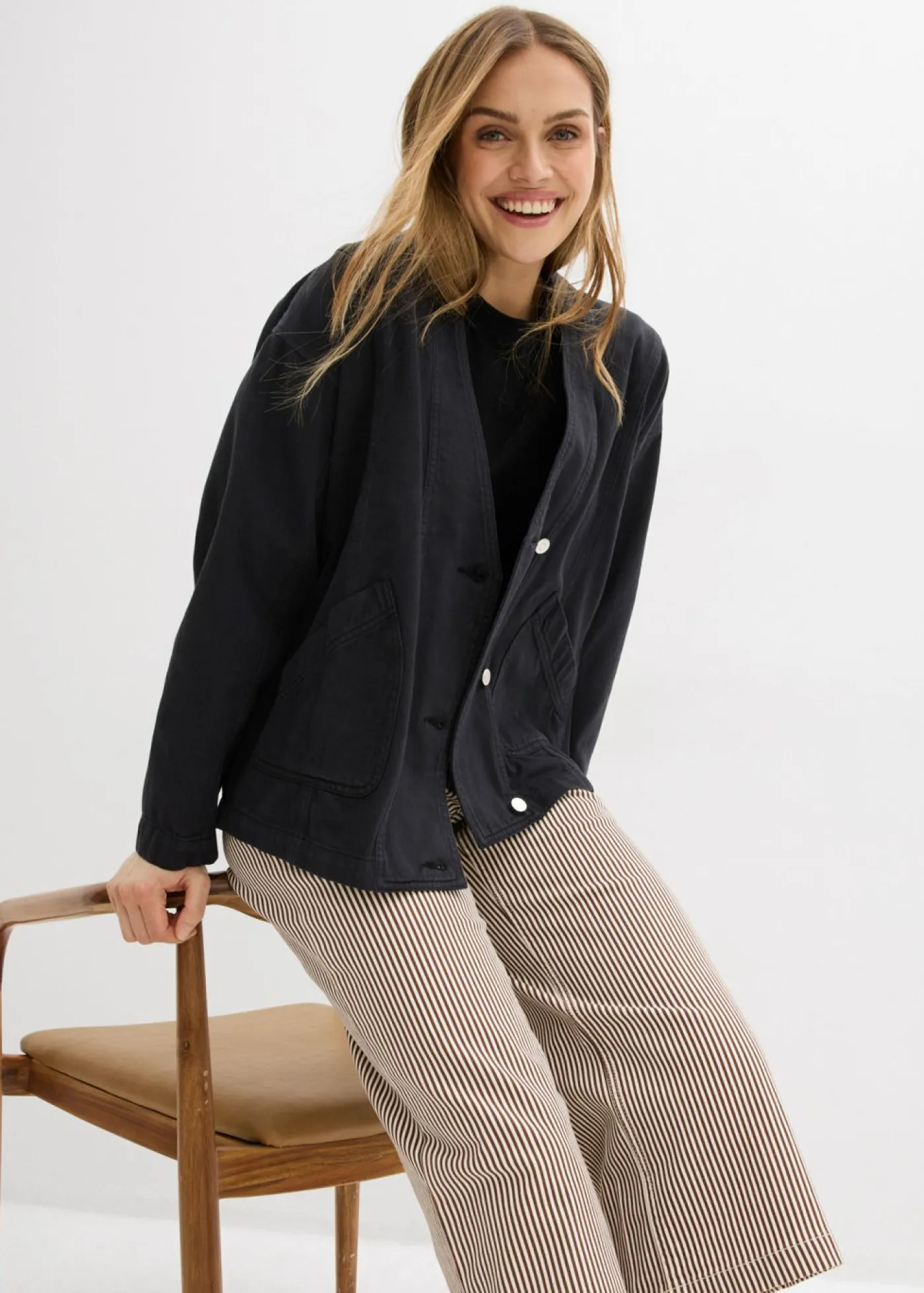 Clearance Pantalón de sarga con cintura cómoda Mujer Pantalones