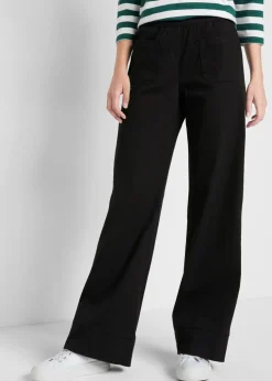 Clearance Pantalón de sarga con pernera acampanada y cintura cómoda Mujer Pantalones