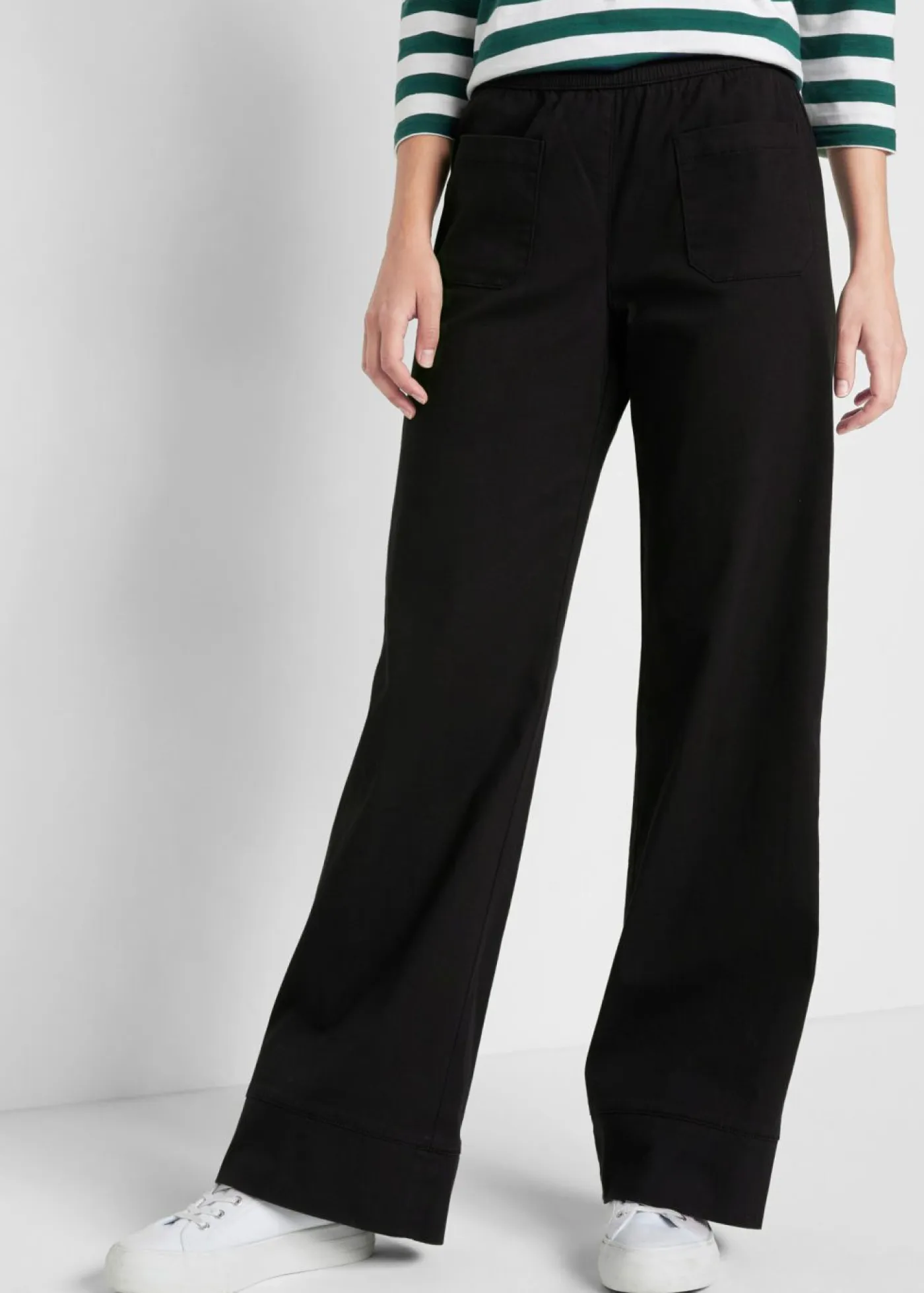 Clearance Pantalón de sarga con pernera acampanada y cintura cómoda Mujer Pantalones