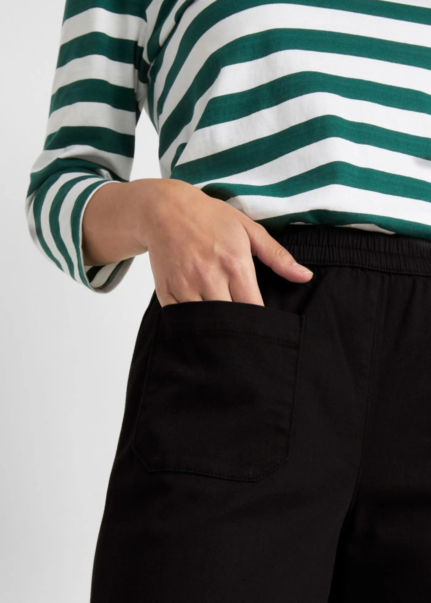Clearance Pantalón de sarga con pernera acampanada y cintura cómoda Mujer Pantalones