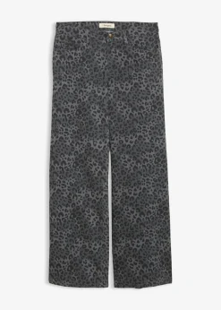 Best Pantalón de sarga con perneras anchas y estampado de leopardo Mujer Pantalones