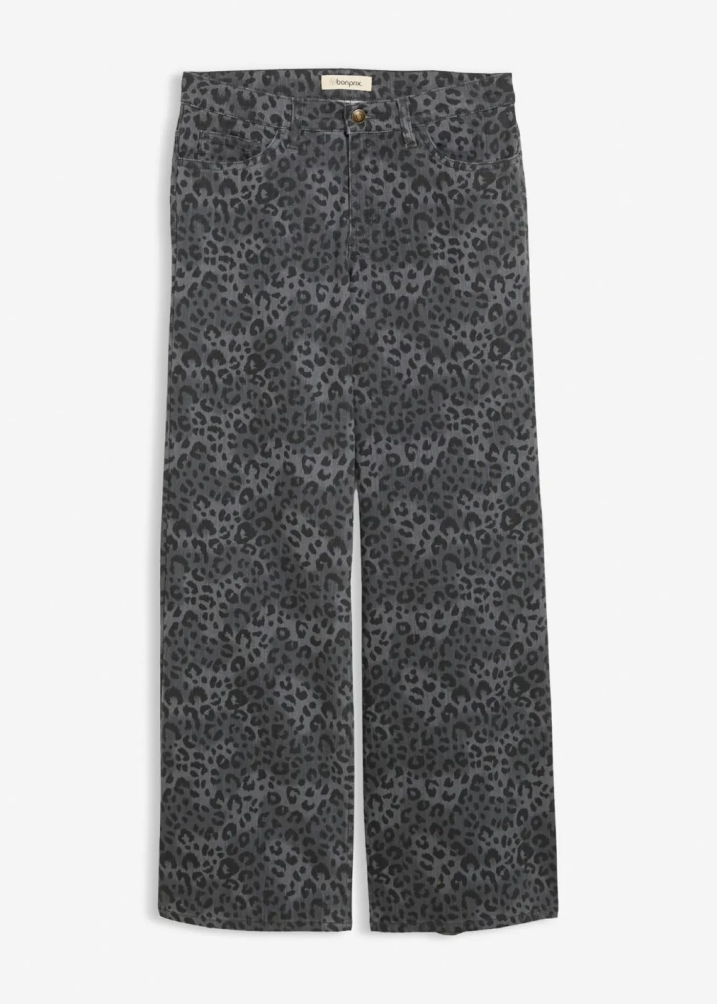 Best Pantalón de sarga con perneras anchas y estampado de leopardo Mujer Pantalones