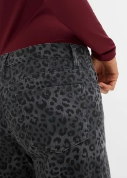 Best Pantalón de sarga con perneras anchas y estampado de leopardo Mujer Pantalones