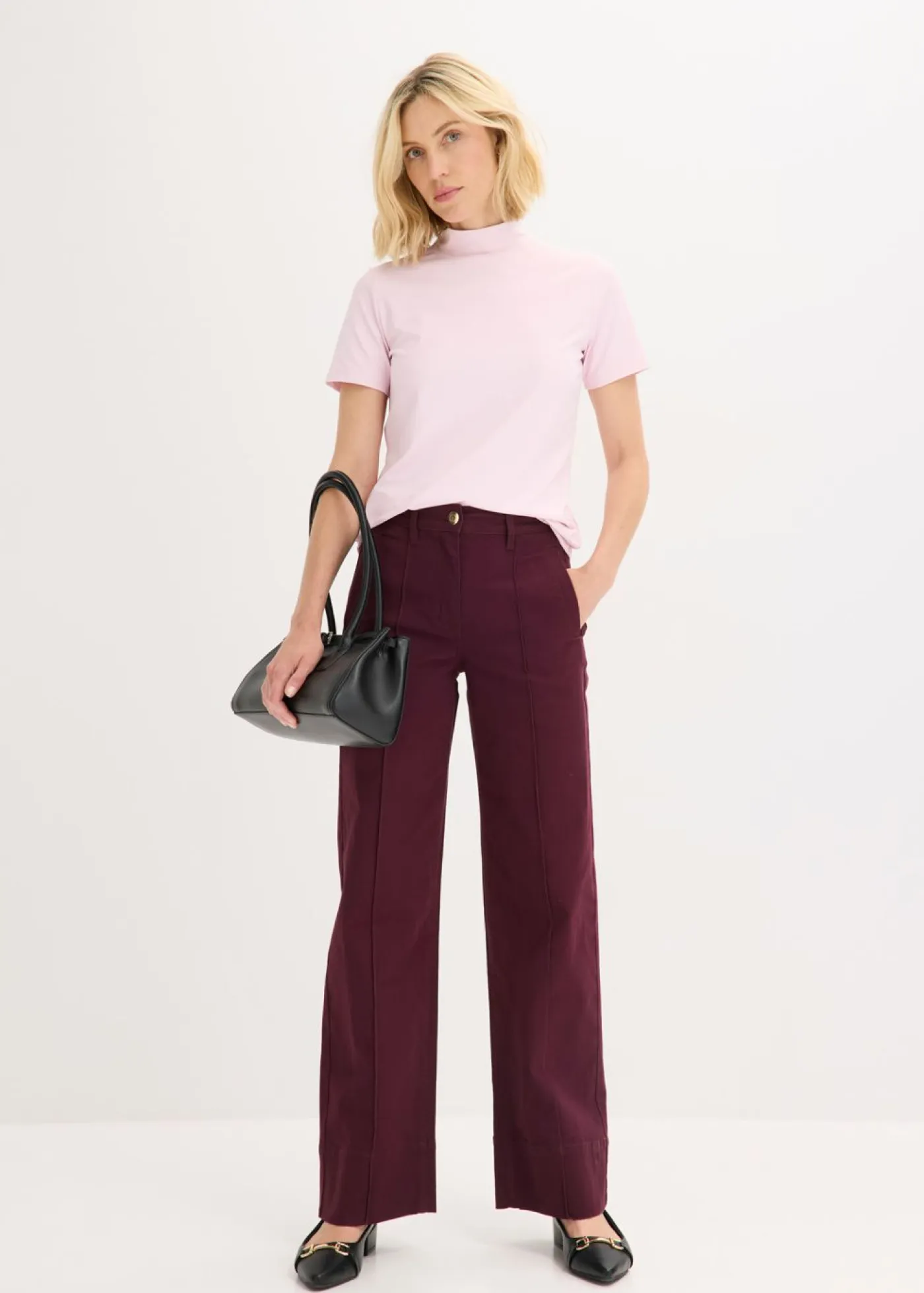 New Pantalón de sarga con ribete y bolsillo Mujer Pantalones