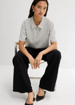 Clearance Pantalón de sarga de algodón puro con pinzas Mujer Esenciales|Pantalones