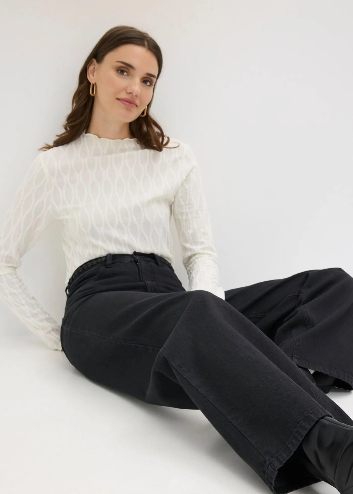 Outlet Pantalón de sarga de algodón orgánico puro Mujer Pantalones|Tallas Pequeñas