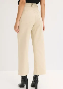 Pantalón de sarga de algodón puro Mujer Pantalones|Tallas Pequeñas
