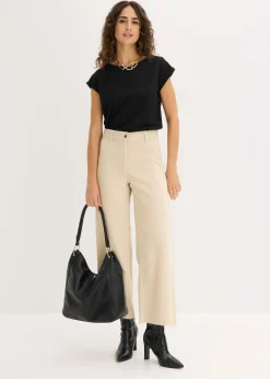 Pantalón de sarga de algodón puro Mujer Pantalones|Tallas Pequeñas