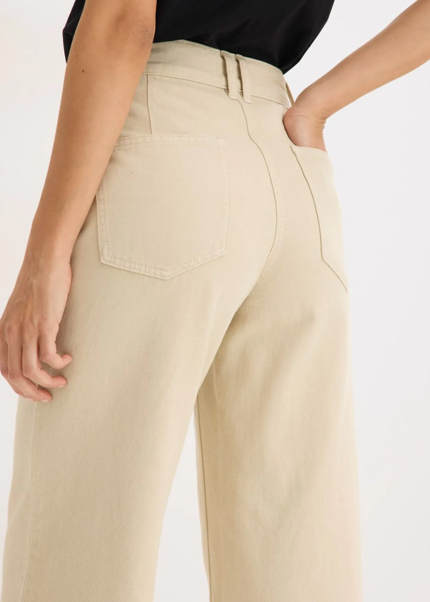 Pantalón de sarga de algodón puro Mujer Pantalones|Tallas Pequeñas