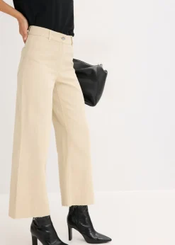 Pantalón de sarga de algodón puro Mujer Pantalones|Tallas Pequeñas