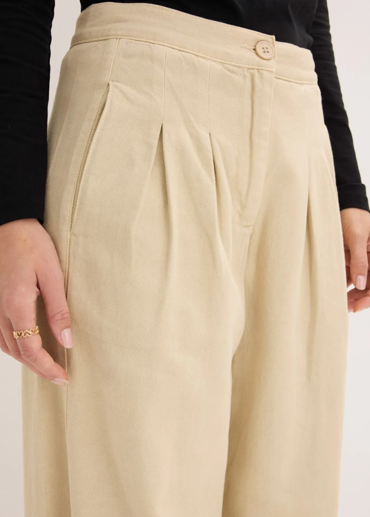 Sale Pantalón de sarga de algodón puro Mujer Esenciales|Pantalones