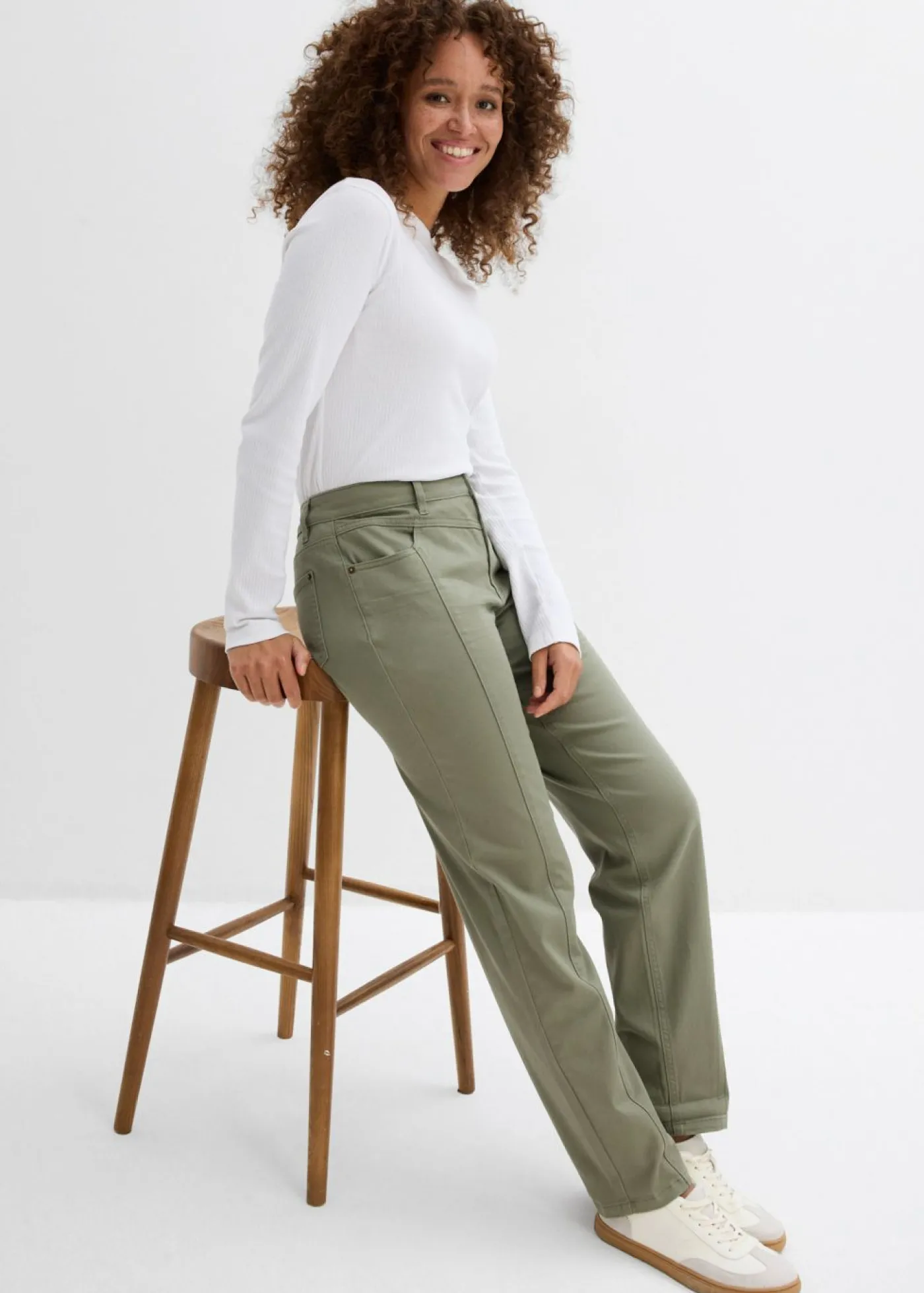 Outlet Pantalón de sarga de mezcla de algodón y elastano Mujer Pantalones