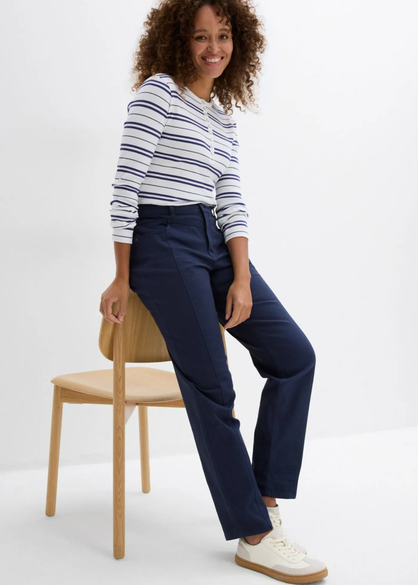 Pantalón de sarga de mezcla de algodón y elastano Mujer Pantalones