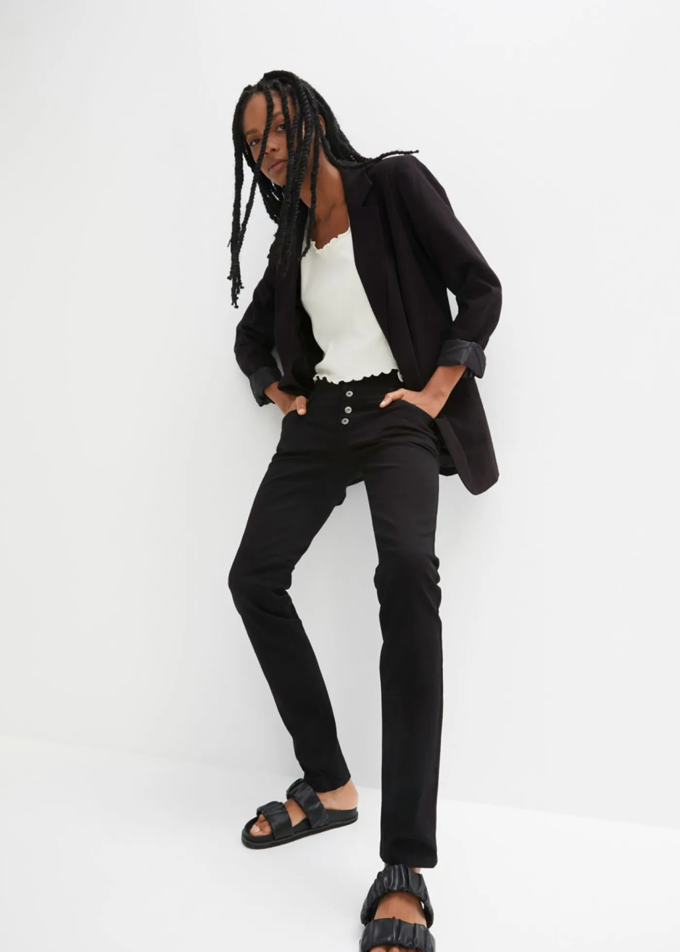 Best Pantalón de sarga elástica Mujer Pantalones|Novedades