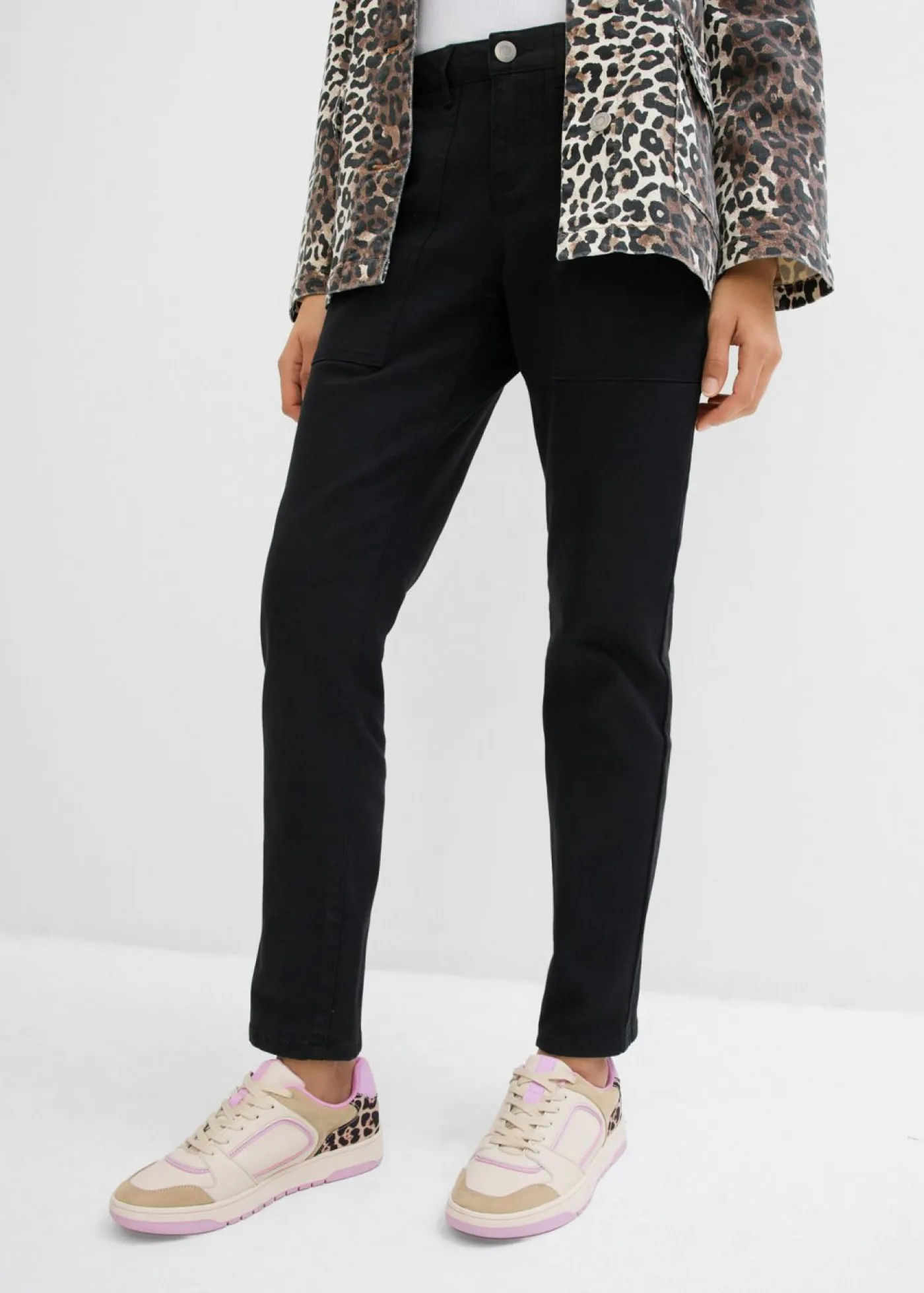 Outlet Pantalón de sarga en mezcla de algodón elástico Mujer Pantalones
