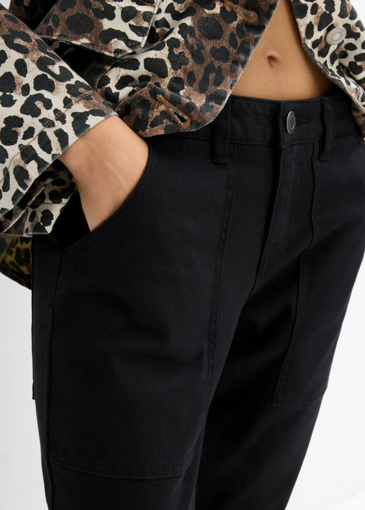 Outlet Pantalón de sarga en mezcla de algodón elástico Mujer Pantalones