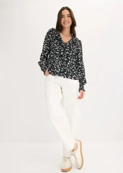 Best Pantalón de sarga en mezcla de algodón elástico Mujer Pantalones|Novedades