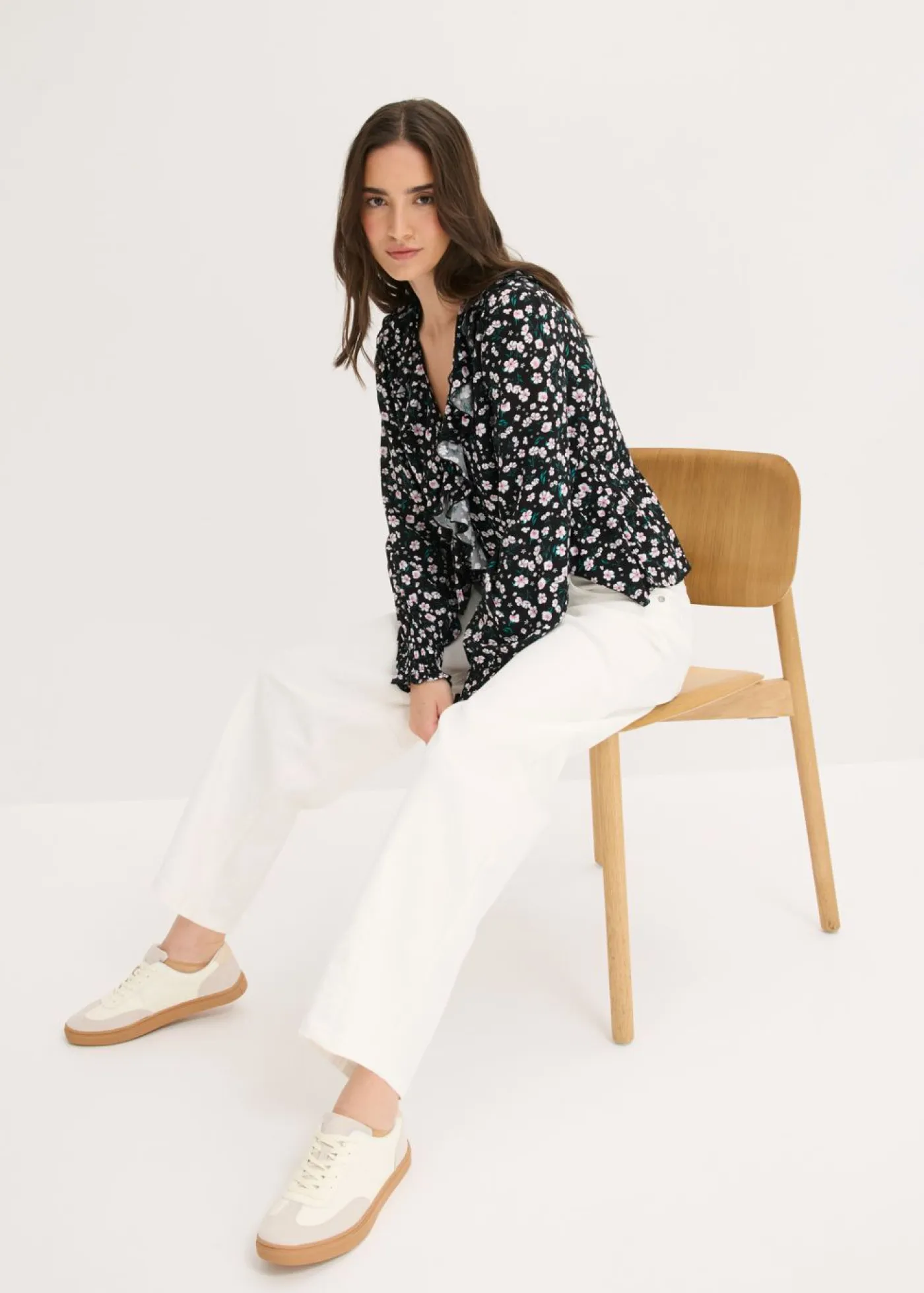 Best Pantalón de sarga en mezcla de algodón elástico Mujer Pantalones|Novedades