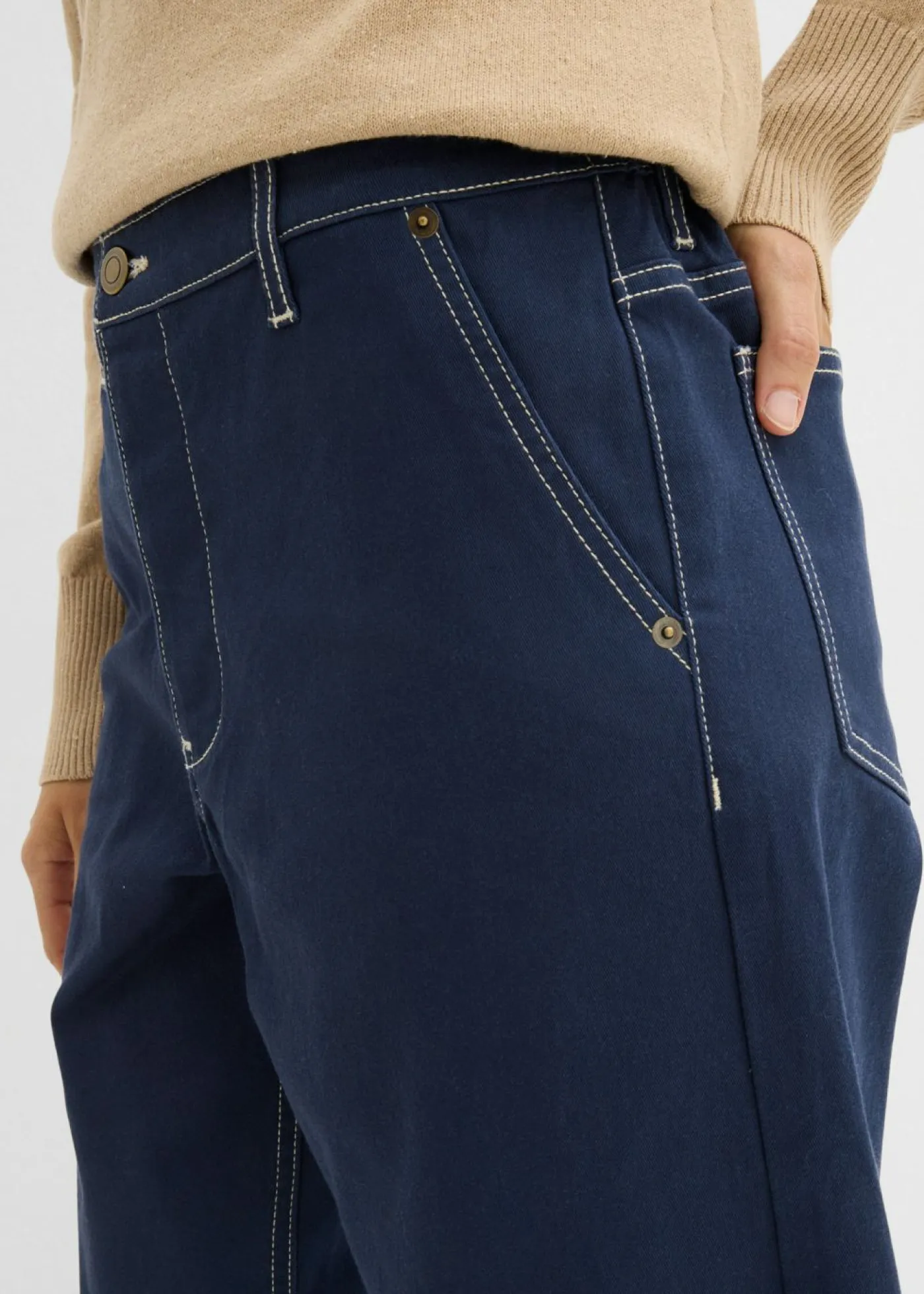 Discount Pantalón de sarga tipo barrel Mujer Pantalones
