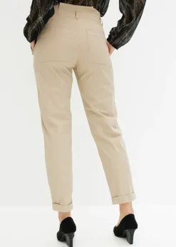 Hot Pantalón de sarga tipo paperbag Mujer Pantalones