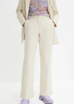 Best Pantalón de talle alto de mezcla de lino y viscosa Mujer Pantalones