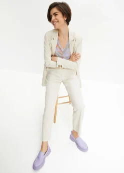 Best Pantalón de talle alto de mezcla de lino y viscosa Mujer Pantalones