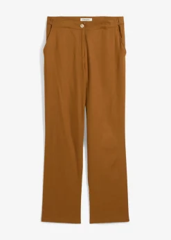 Discount Pantalón de talle alto de mezcla de lino y viscosa Mujer Pantalones