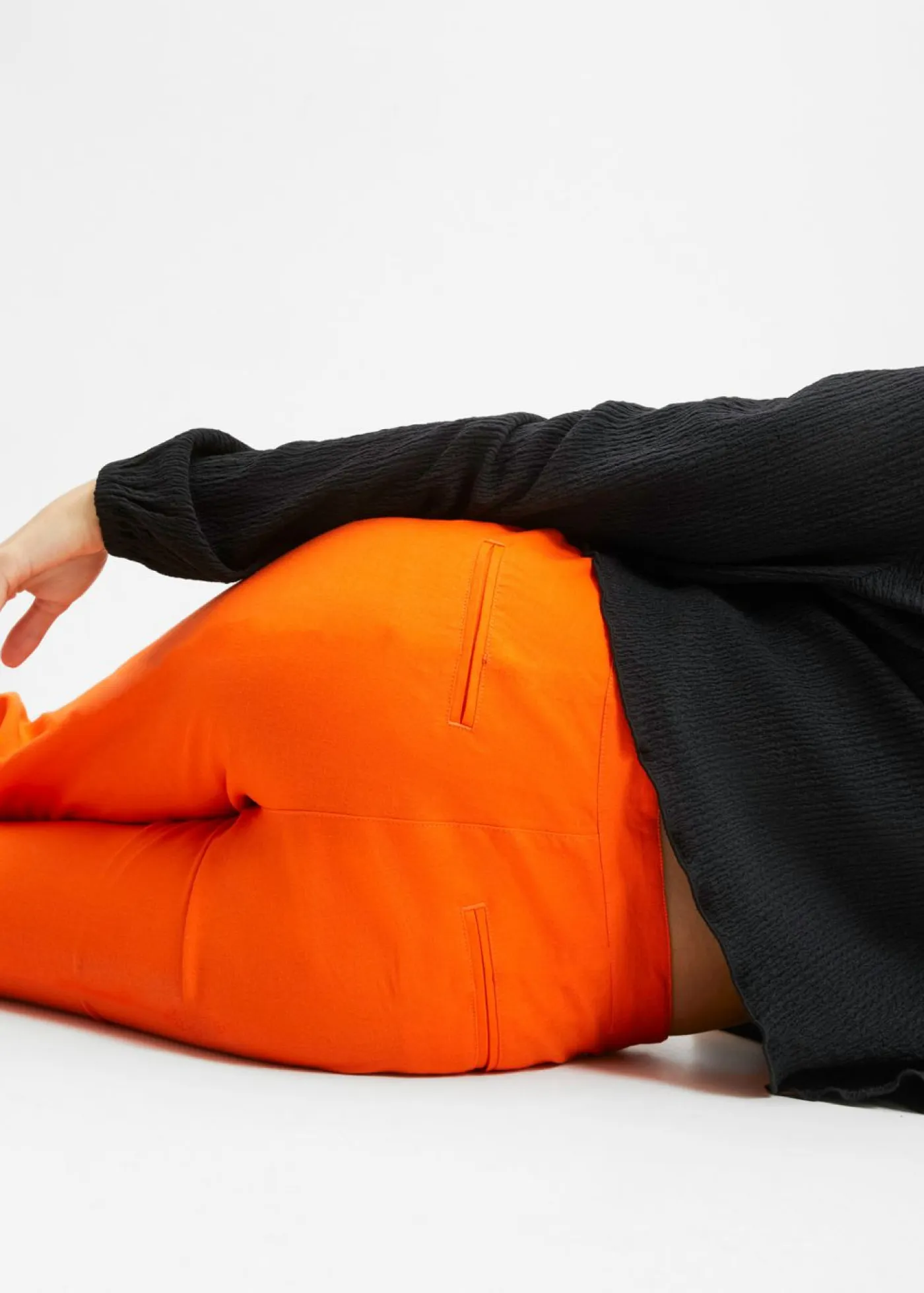 Hot Pantalón de talle alto de mezcla de lino y viscosa Mujer Pantalones