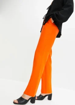 Hot Pantalón de talle alto de mezcla de lino y viscosa Mujer Pantalones