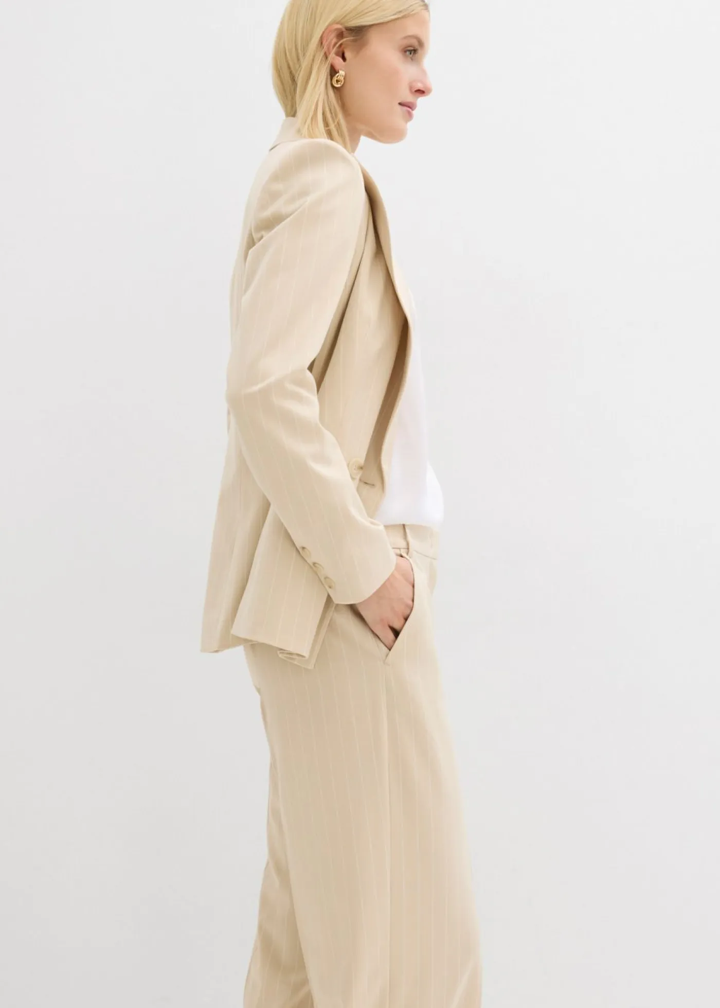 Hot Pantalón de traje con rayas Mujer Pantalones|Novedades