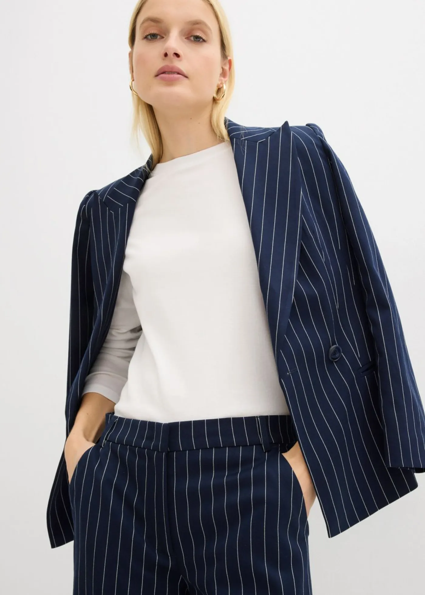 Hot Pantalón de traje con rayas Mujer Pantalones|Novedades