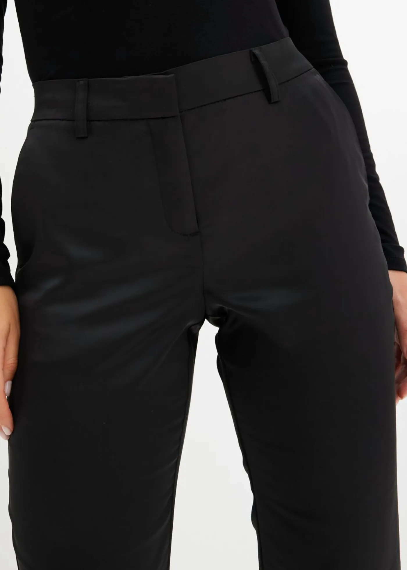 New Pantalón de traje de satén fino Mujer Pantalones|Tallas Pequeñas