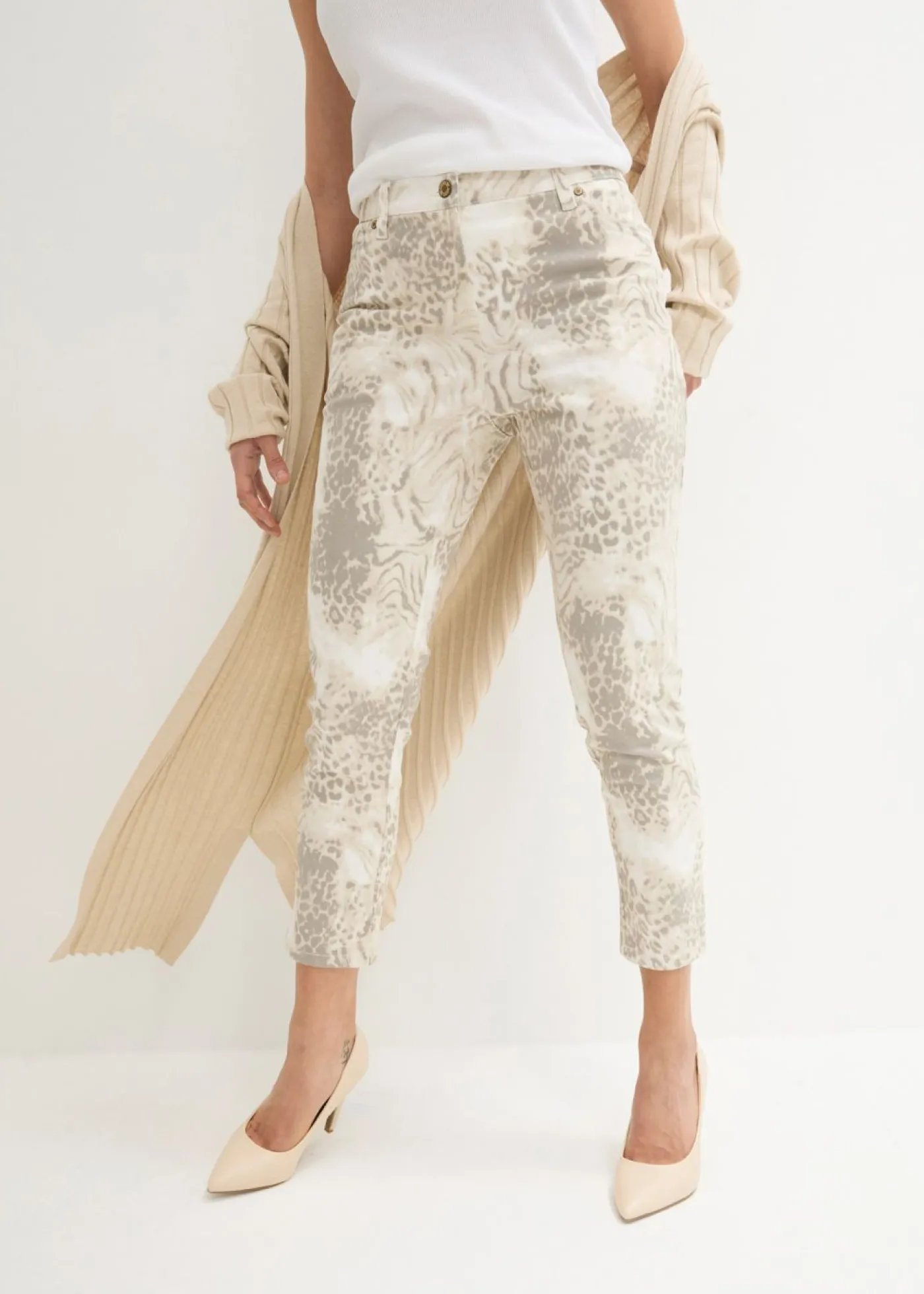 Discount Pantalón elástico capri con estampado Mujer Pantalones