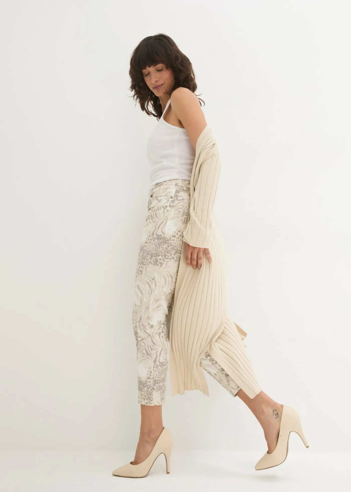 Discount Pantalón elástico capri con estampado Mujer Pantalones
