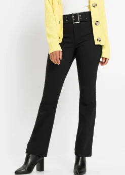 Outlet Pantalón elástico con cinturón Mujer Pantalones