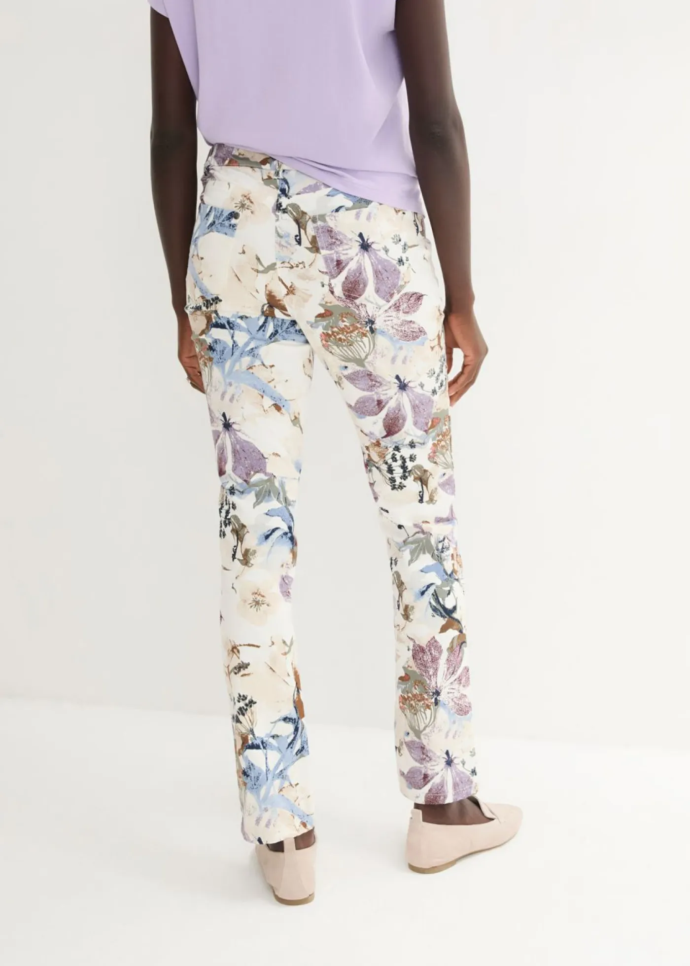 Best Pantalón elástico con estampado de flores Mujer Pantalones|Tallas Pequeñas